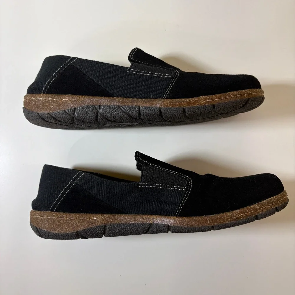 Earth Origins Womens Essential Erica Shoes 8 Black Suede Slip On Loafers Comfort